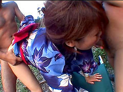 Amateur homemade video of an Asian wife having a MMF threesome