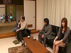 Charming Japanese housewife Yuma Asami gets fucked by lot of guys