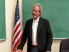 She dresses like a slut for class and fucks the nerdy guy