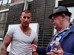 Sexy blonde prostitute hired to fuck the tattooed guy