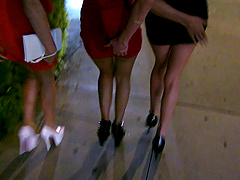 Saucy hot sluts enjoy sharing a throbbing meat pole