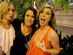 Saucy hot sluts enjoy sharing a throbbing meat pole