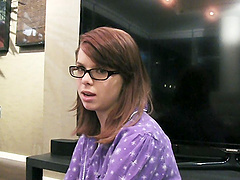 Sexy bespectacled wench has her juicy snatch penetrated hard