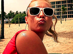 Fat ass hottie arouses his dick and takes a ride on it