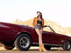 Lesbian sex on the Mustang by ArianaMarie and NicoleAniston