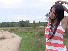 cute petite model Paula O with a perfect set of tits masturbating