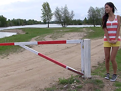 cute petite model Paula O with a perfect set of tits masturbating