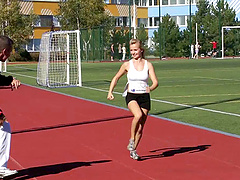 Hardcore fucking in the locker room with a cock hungry blonde