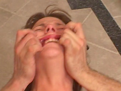 Crissy Cums having her pussy drilled mercilessly in the kitchen