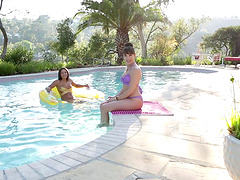 Dana DeArmond and Abella Danger enjoy a poolside fuck