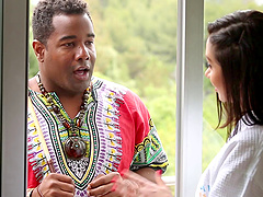 Lea Lexis taking bath then having her anal smashed with black cock hardcore