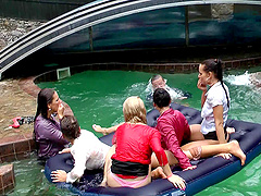 Jenna Lovely banged hardcore at the pool party group sex