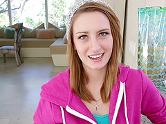 Sexy wool cap looks great on this sucking and fucking teen