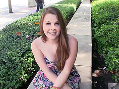 Curvy girl in a strapless dress picked up and paid for dick