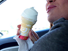 Hottie gives head in the car and fucks him back at home