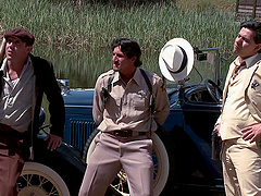 Sheriff licking Julian Ann pussy in outdoor group porn