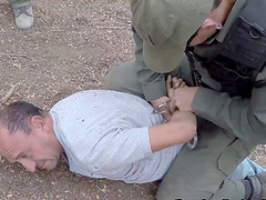 Skinny Latina in the woods fucking a man in uniform