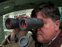 Old Dude Nails A Brunette Hottie