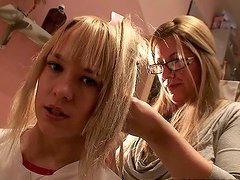 Fun times with Blue Angel as she gets hair extensions