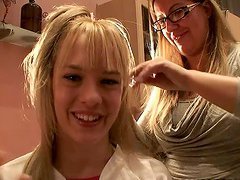 Fun times with Blue Angel as she gets hair extensions