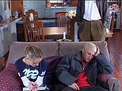 Skinny slut Jasmine Lynn double penetrated by two large dicks