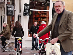 Older dude gets to nail a sexy blonde prostitute in Amsterdam