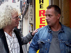 Two guys get naked with an Amsterdam hooker and take turns fucking her