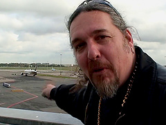 Hot blonde hooker in black latex boots fucks a client