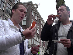 After some lunch a guy pays for his buddy to bang a hooker