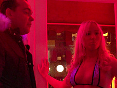 He pays then watches as another guy fucks a hot whore