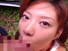 Redhead Japanese darling Aki Katase sucks and gets fucked by a stranger