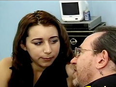 Skinny girl falls in love with a nerd and allows him to penetrate her