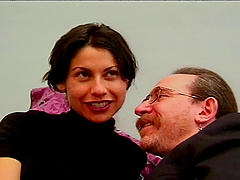 Experienced babe with small tits strokes the cock of her friend