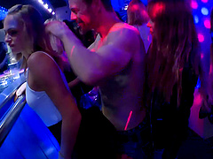Drunk chicks dance and fuck at a European nightclub