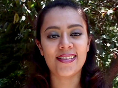 Latina in fishnet stockings banged doggystyle outdoors in a close up shoot