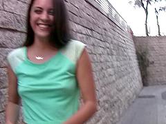 Brunette steals a glance as the huge cock is introduced in her wet pussy