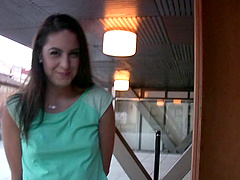 Brunette steals a glance as the huge cock is introduced in her wet pussy