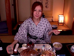 Good looking Japanese wife Yui Tatsumi gives a BJ and rides