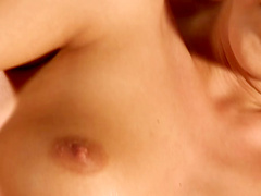 Sporty pigtailed teen strips and fucks a pink dildo