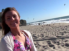 Beach beauty goes home with him for hot sex