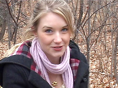 Teen in the forest does a striptease to turn you on