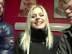 Skinny whore and an old guy have sex and she gets paid