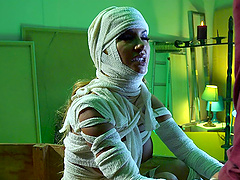 Thrilling chick with the curly hair lets the guy explore her vagina