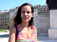 Cute chick from the park follows him into the woods to fuck