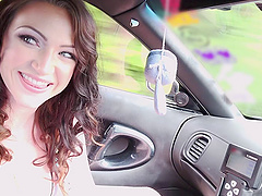 Big tits and ass beauty follows him into the grass for dick