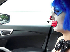 Slutty clown sucks a dick and gets fucked in the grass