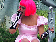 Chick with the red hair wants to experience the automobile kind of sex