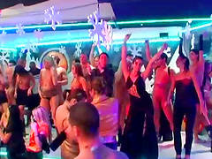 Girls on intense heat get thoroughly hammered at a club party turned orgy