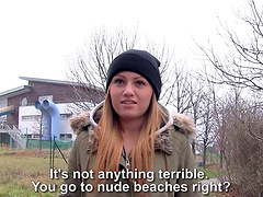 Cute slut takes his money and gives up her pussy in public