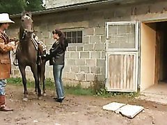 Hardcore Sex with a Ponytailed Babe In The Stables